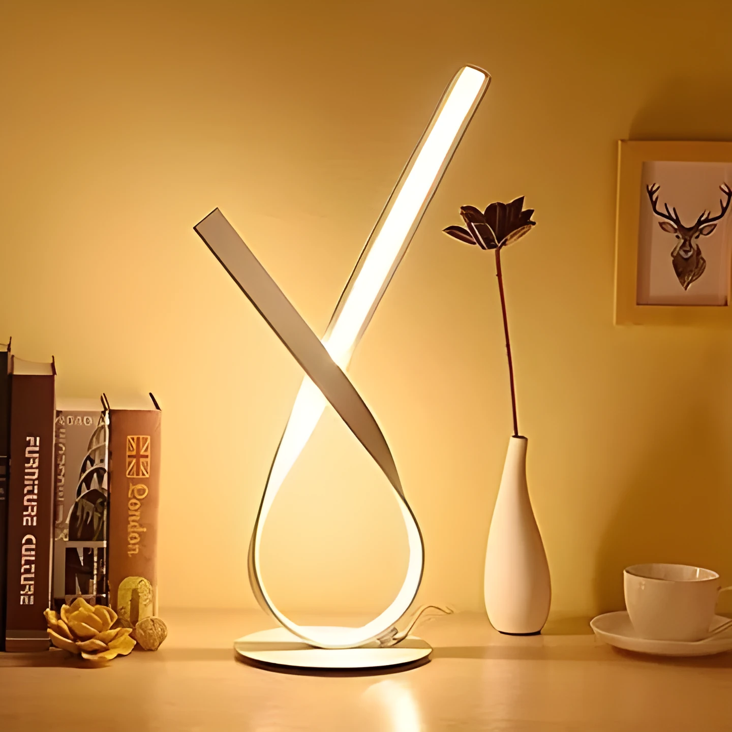 Creative remote control lamp with 45cm height, three colour temperature options, aluminium iron and silica gel construction