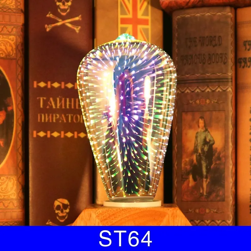 3D fireworks decorative LED light bulb with glass shell and E27 base for Christmas home decor