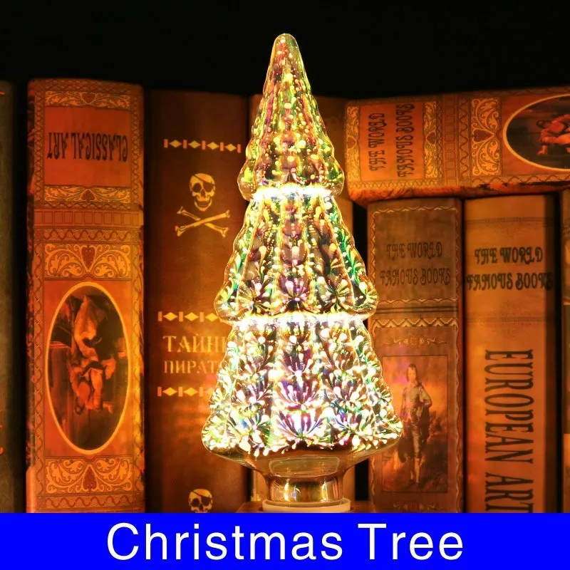 3D fireworks decorative LED light bulb with glass shell and E27 base for Christmas home decor