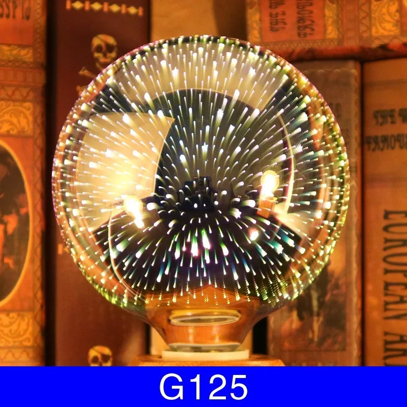 3D fireworks decorative LED light bulb with glass shell and E27 base for Christmas home decor