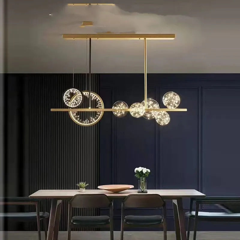 Modern glass chandelier with iron body, 95cm diameter, remote control, warm light LED