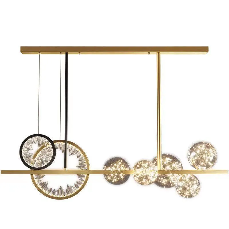 Modern glass chandelier with iron body, 95cm diameter, remote control, warm light LED