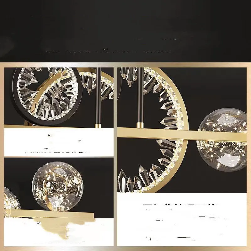 Modern glass chandelier with iron body, 95cm diameter, remote control, warm light LED