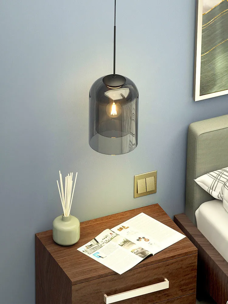 Nordic glass wall lamp letter shape with E27 lamp holder 220V push button switch in smoke gray