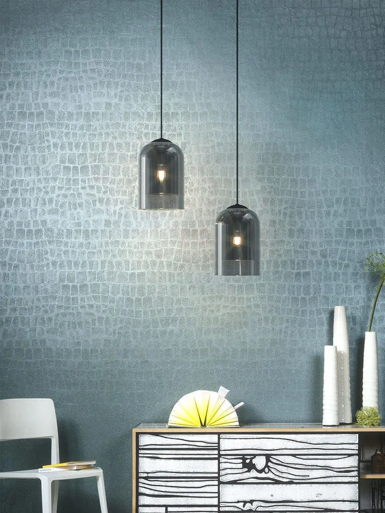 Nordic glass wall lamp letter shape with E27 lamp holder 220V push button switch in smoke gray
