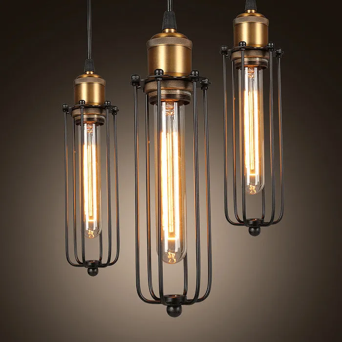 Nordic retro industrial gladiator chandelier with iron construction and fishing line design in brown finish