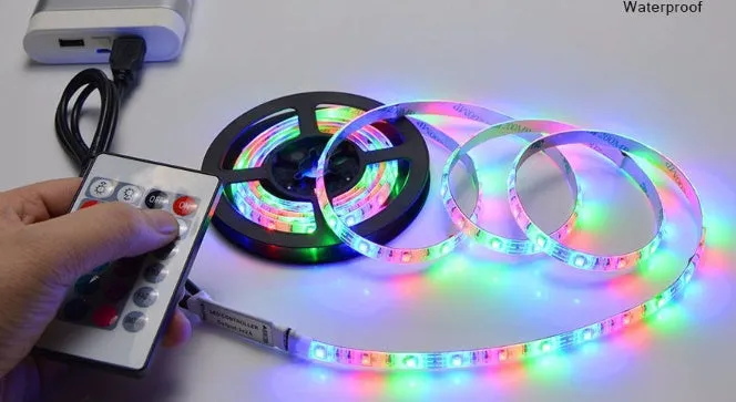 Flexible 5m SMD 5630 LED strip light with white PCB and adhesive backing for home decoration