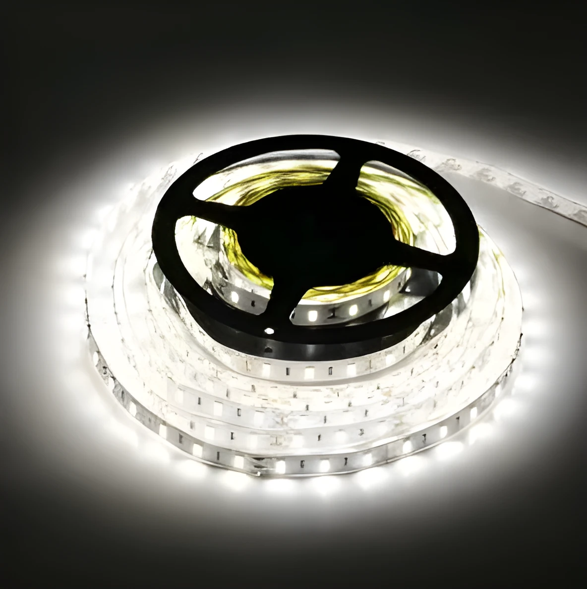 Flexible 5m SMD 5630 LED strip light with white PCB and adhesive backing for home decoration