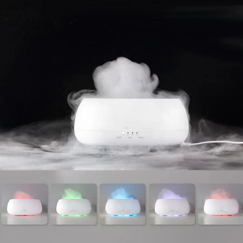 HOMEFISH 500ml white ultrasonic aroma diffuser with remote control and colourful LED light on a table