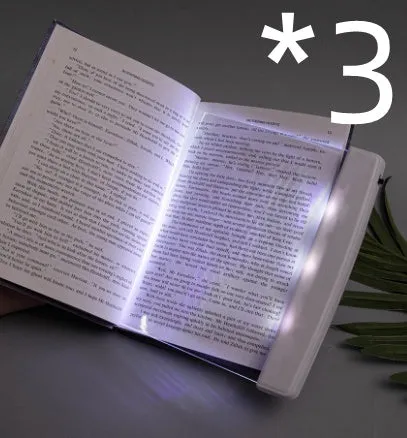 Dimmable LED panel book reading lamp with PMMA acrylic lens on a book page