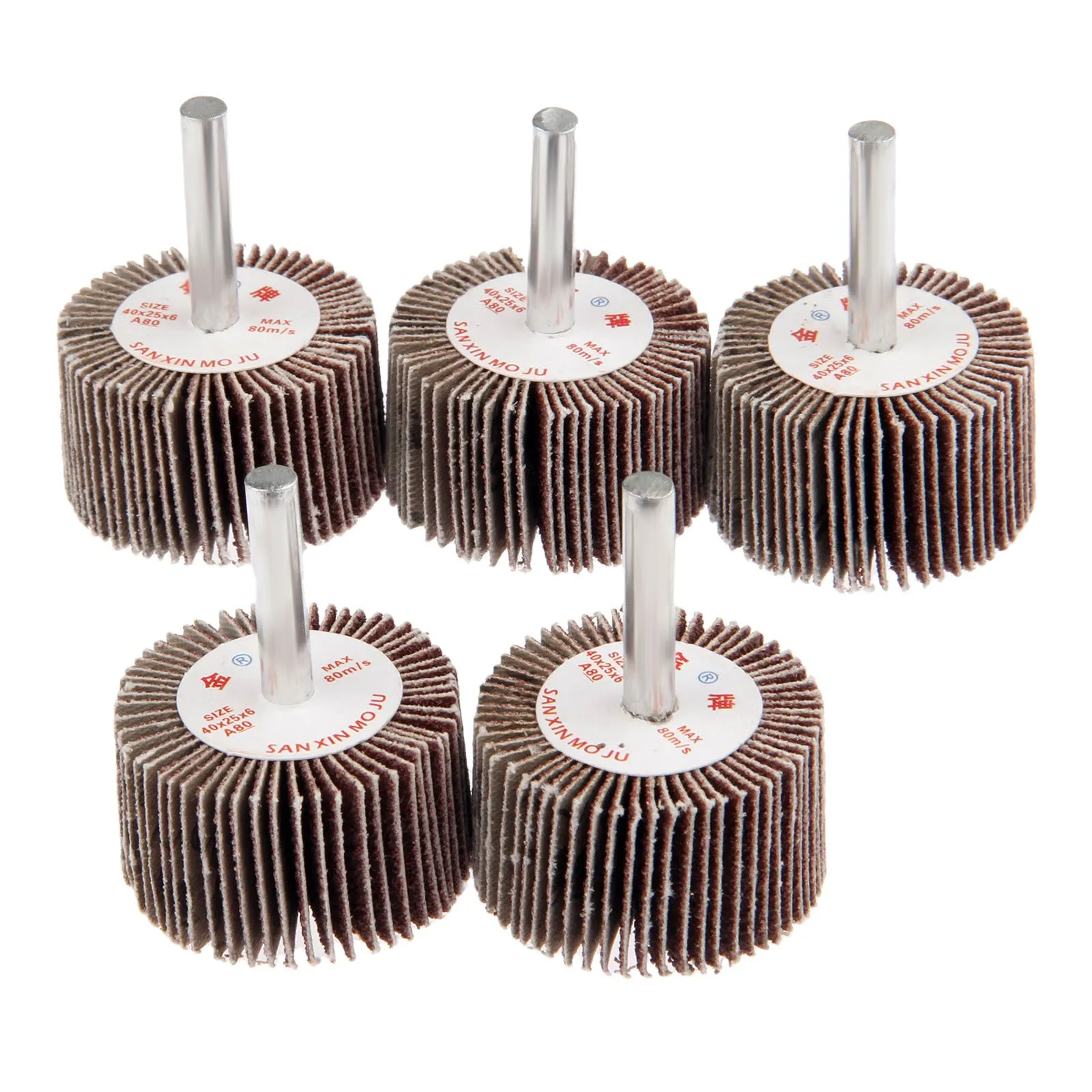 Electric drill wood polishing grinding head with 40mm diameter and 6mm shank on wooden surface