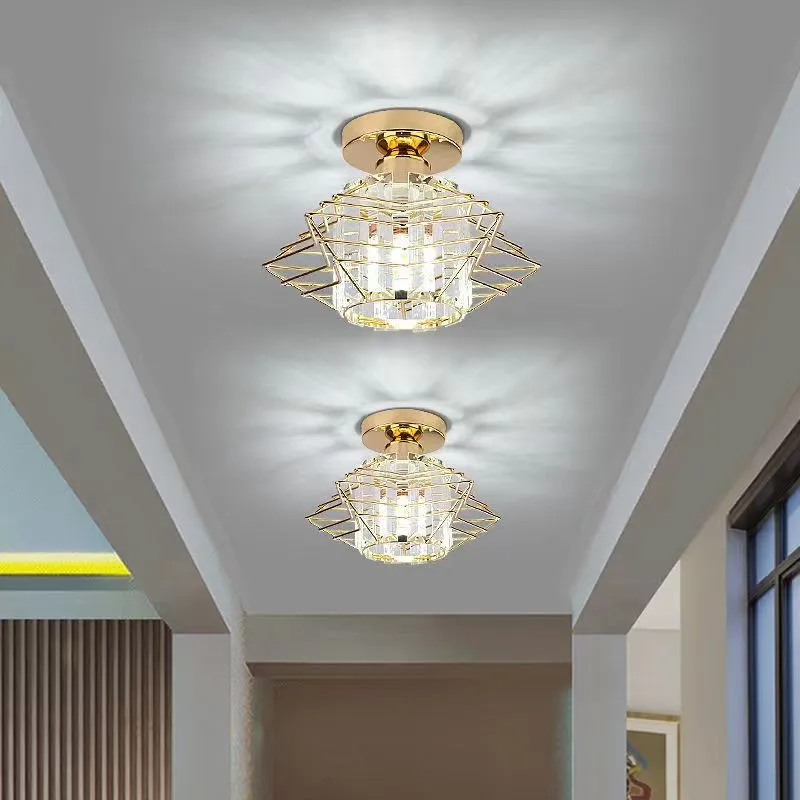 European modern crystal ceiling light with black finish, crystal detailing, low voltage design for living room
