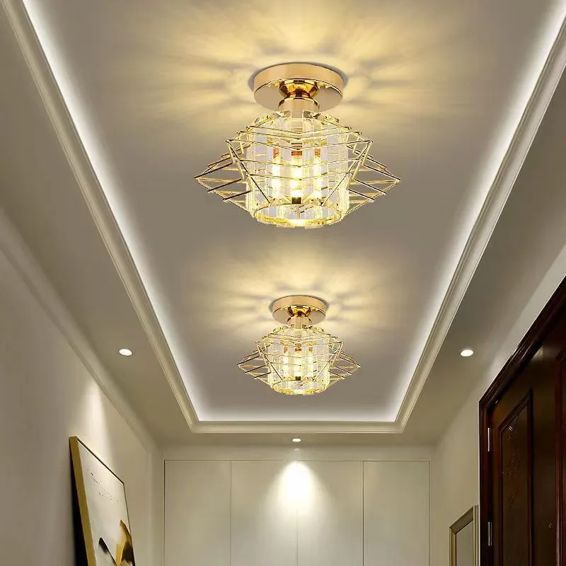 European modern crystal ceiling light with black finish, crystal detailing, low voltage design for living room