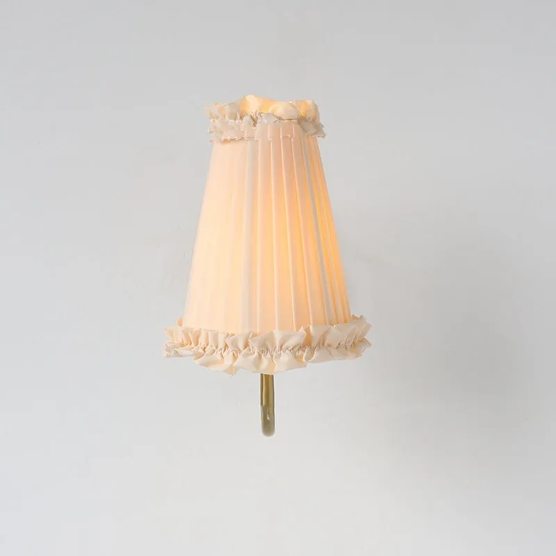 Wheat wall lamp with fabric shade and iron frame for bedside bedroom use, retro style