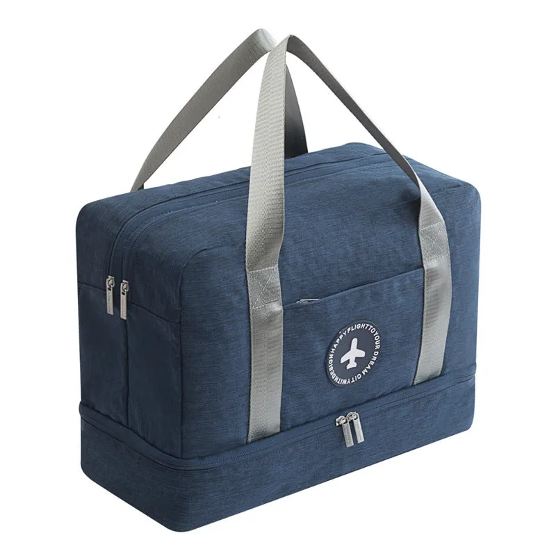 Waterproof multifunctional shoe bag in black polyester with zipper pockets