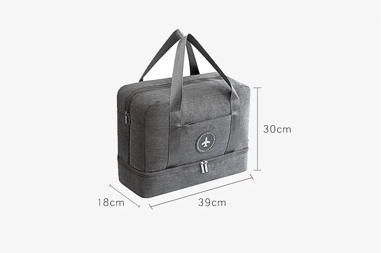 Waterproof multifunctional shoe bag in black polyester with zipper pockets