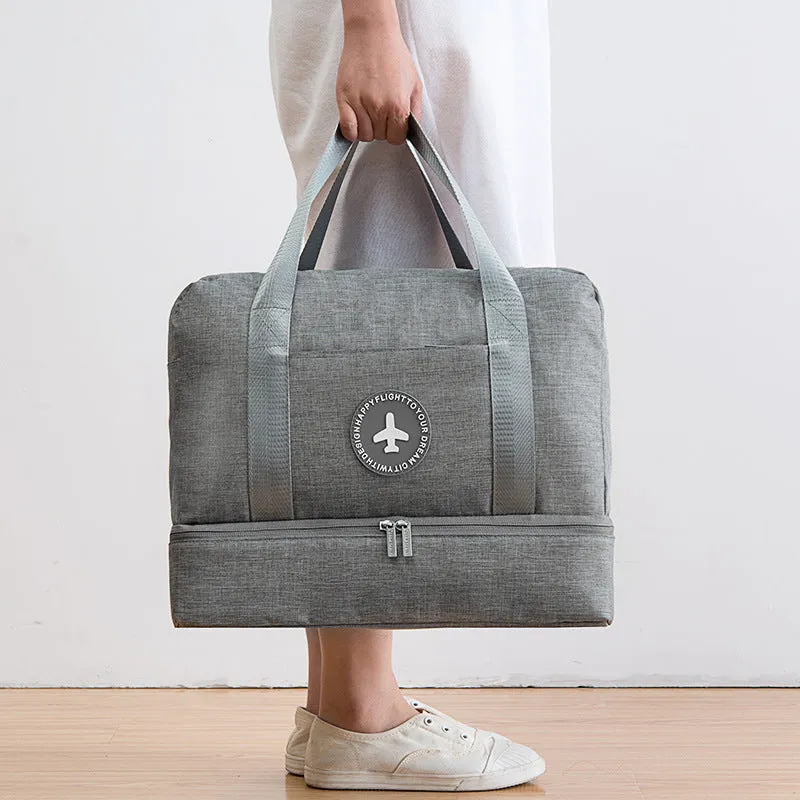 Waterproof multifunctional shoe bag in black polyester with zipper pockets