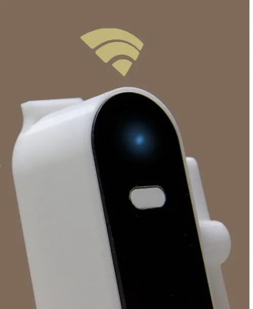 Wireless remote controller switch in elegant white with 6x4cm size and free stickers for paste-on installation