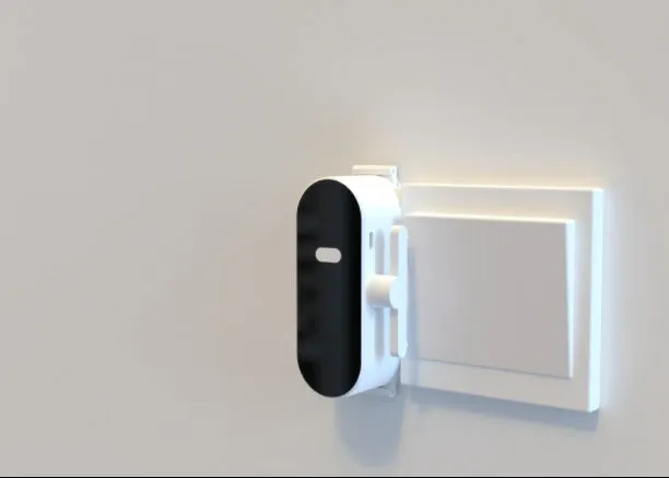 Wireless remote controller switch in elegant white with 6x4cm size and free stickers for paste-on installation