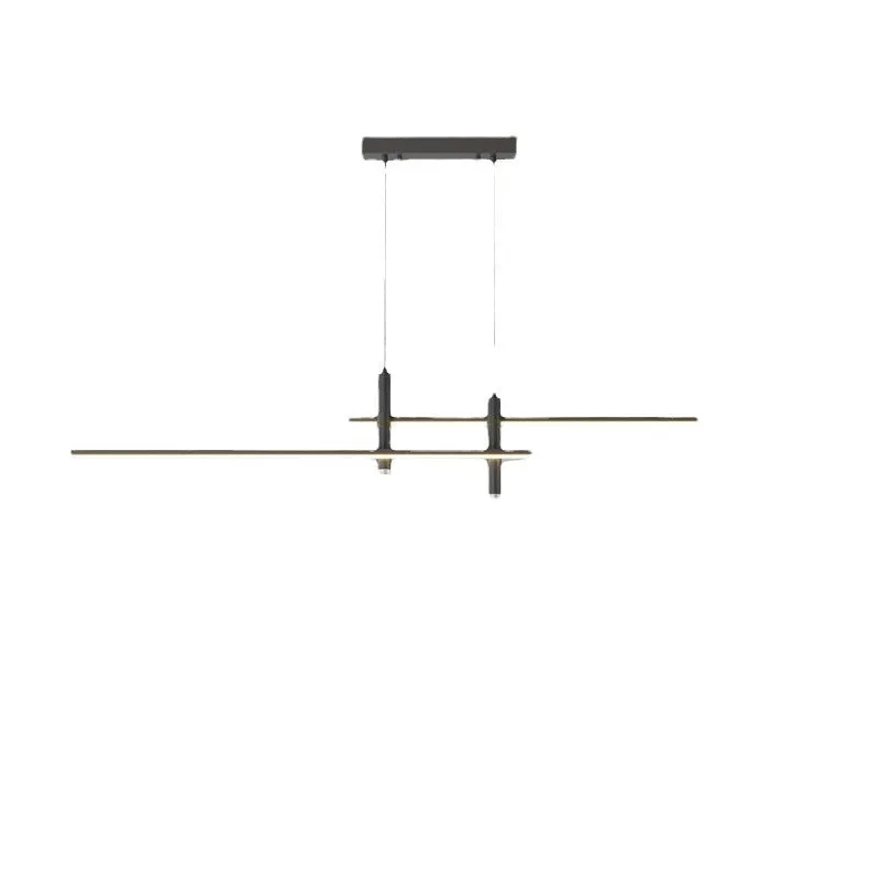 Nordic minimalist strip ceiling lamp black iron glass 120cm for dining room