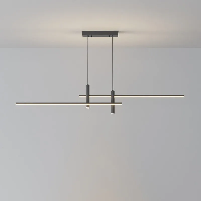 Nordic minimalist strip ceiling lamp black iron glass 120cm for dining room