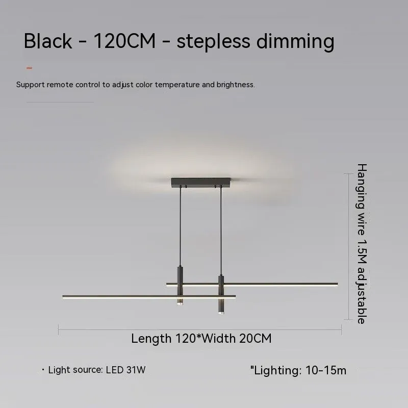 Nordic minimalist strip ceiling lamp black iron glass 120cm for dining room