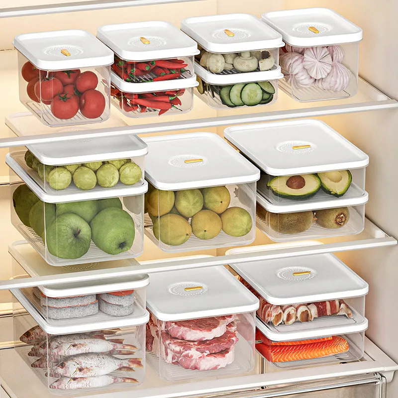 Home Fashion Personality Refrigerator Storage Box in food grade plastic with airtight lid, simple style, available in multiple sizes including 1900ML