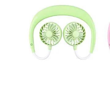 Charging portable hanging neck fan in pearl white with ABS body and silicone neck band