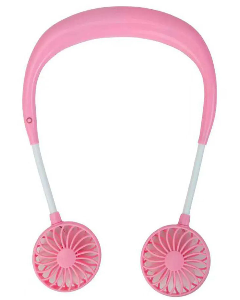 Charging portable hanging neck fan in pearl white with ABS body and silicone neck band