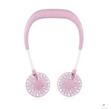 Charging portable hanging neck fan in pearl white with ABS body and silicone neck band