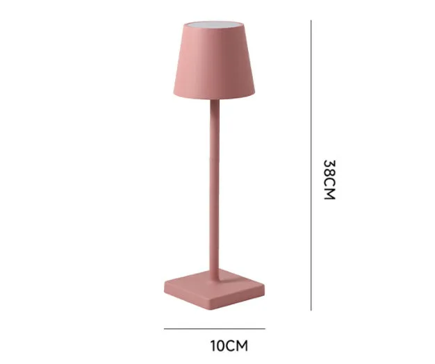 Aluminum LED charging table lamp with touch dimming in black finish on a wooden desk