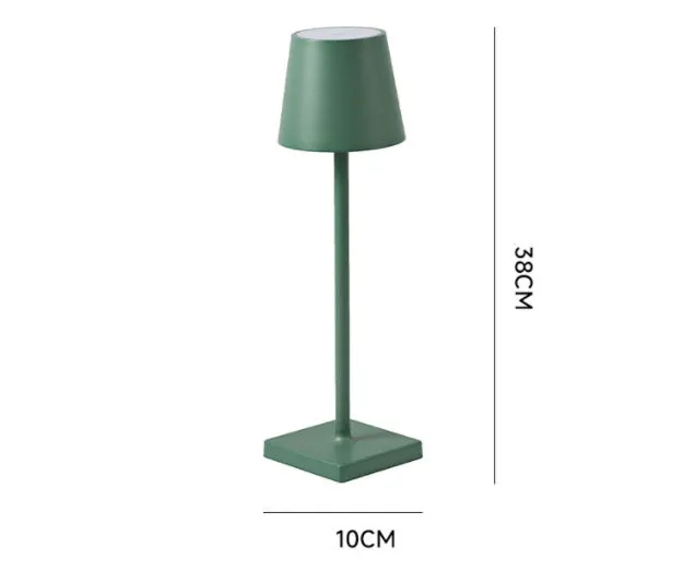 Aluminum LED charging table lamp with touch dimming in black finish on a wooden desk