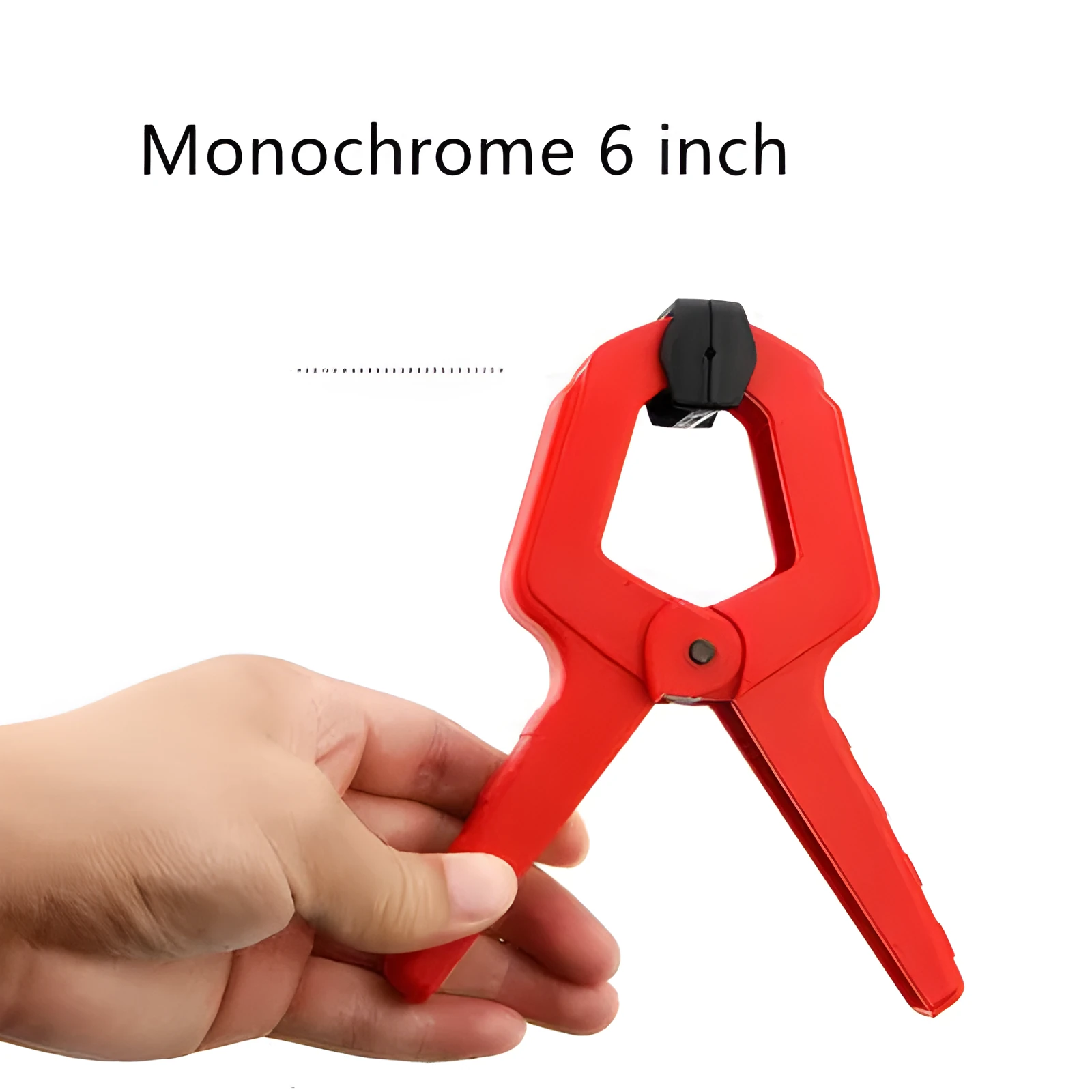 Tool steel woodworking clamp in double colour finish, 7 inch size, on a workbench