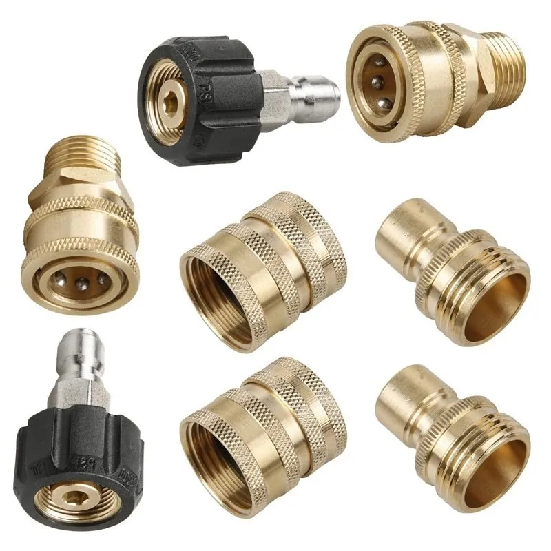 Black and copper M22 to 3/8 inch quick connector set for high pressure car wash water gun