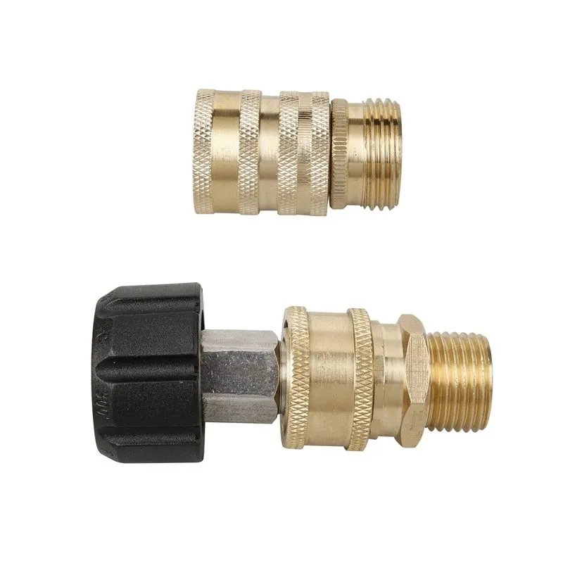 Black and copper M22 to 3/8 inch quick connector set for high pressure car wash water gun
