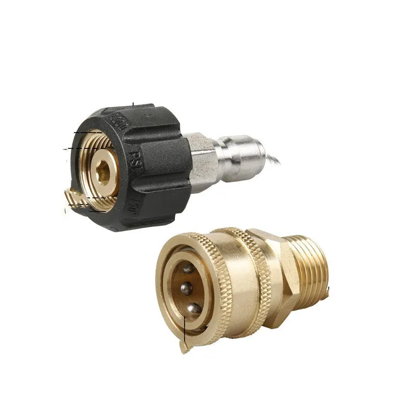 Black and copper M22 to 3/8 inch quick connector set for high pressure car wash water gun