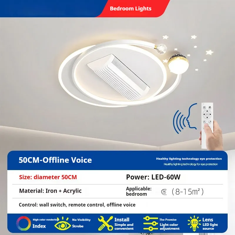 Leafless fan lamp ceiling light offline voice control 110cm PVC Nordic style