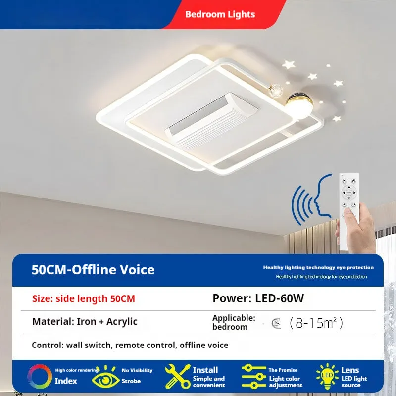 Leafless fan lamp ceiling light offline voice control 110cm PVC Nordic style