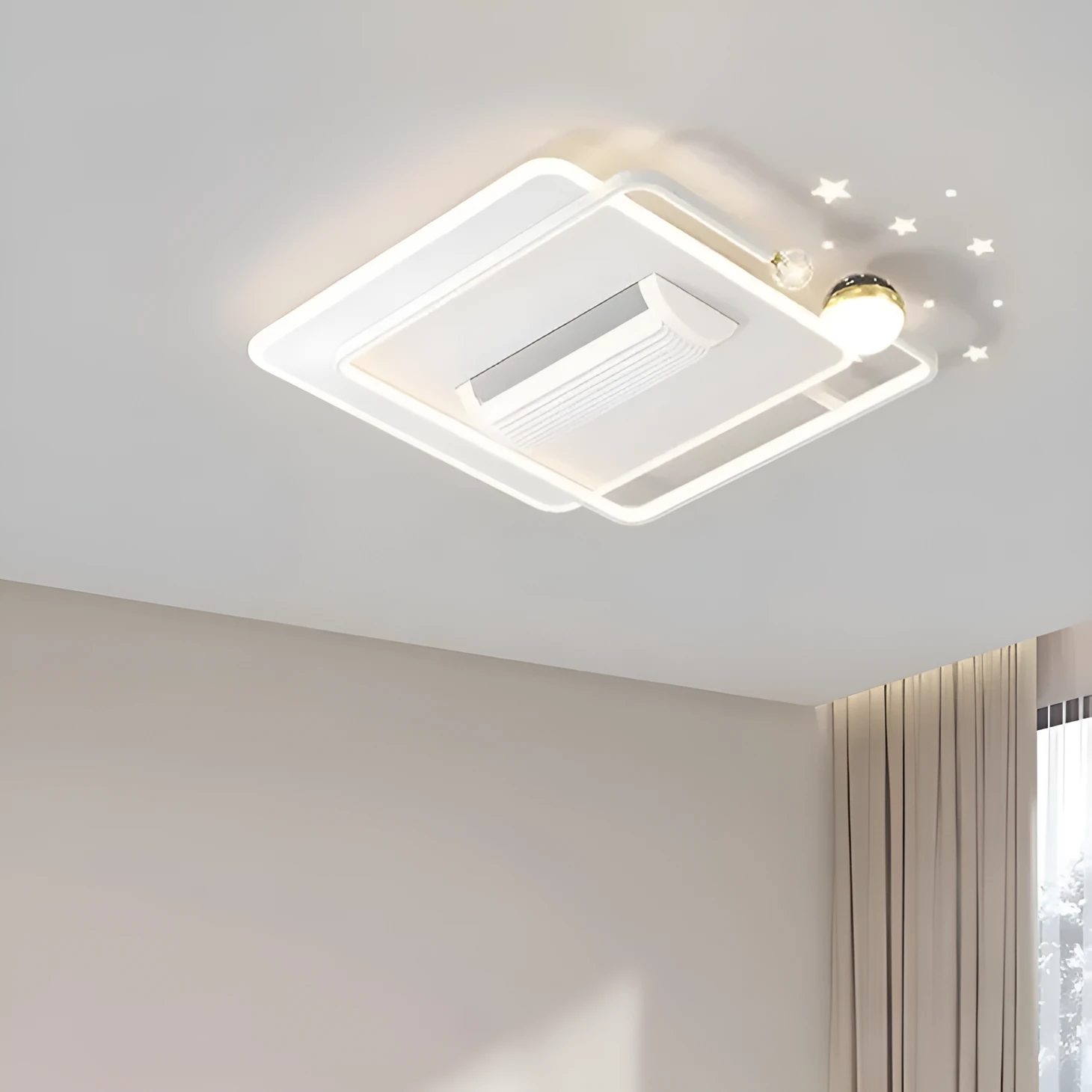 Leafless fan lamp ceiling light offline voice control 110cm PVC Nordic style