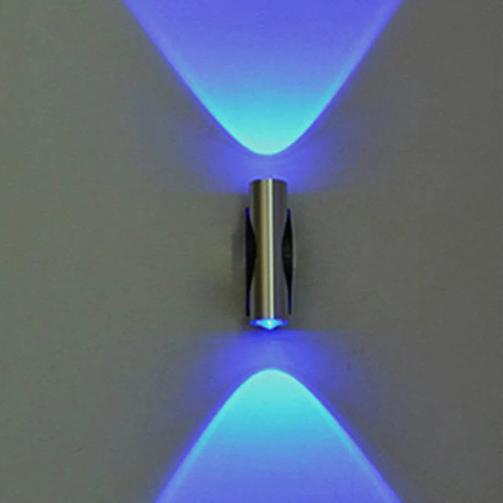 LED double head wall light with aluminium shade in steel colour for corridor installation