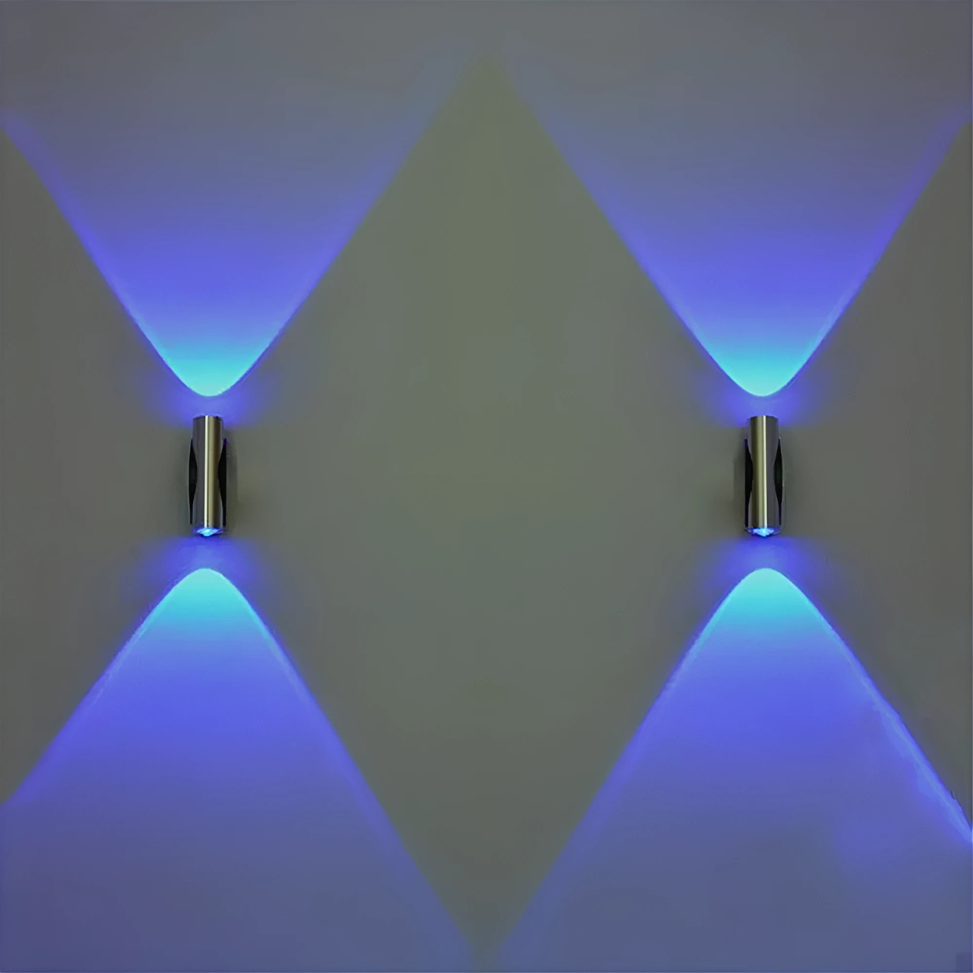 LED double head wall light with aluminium shade in steel colour for corridor installation