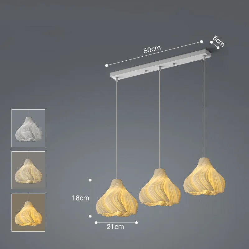 Nordic iron fish-shaped LED chandelier with three-colour light for dining room or bedroom