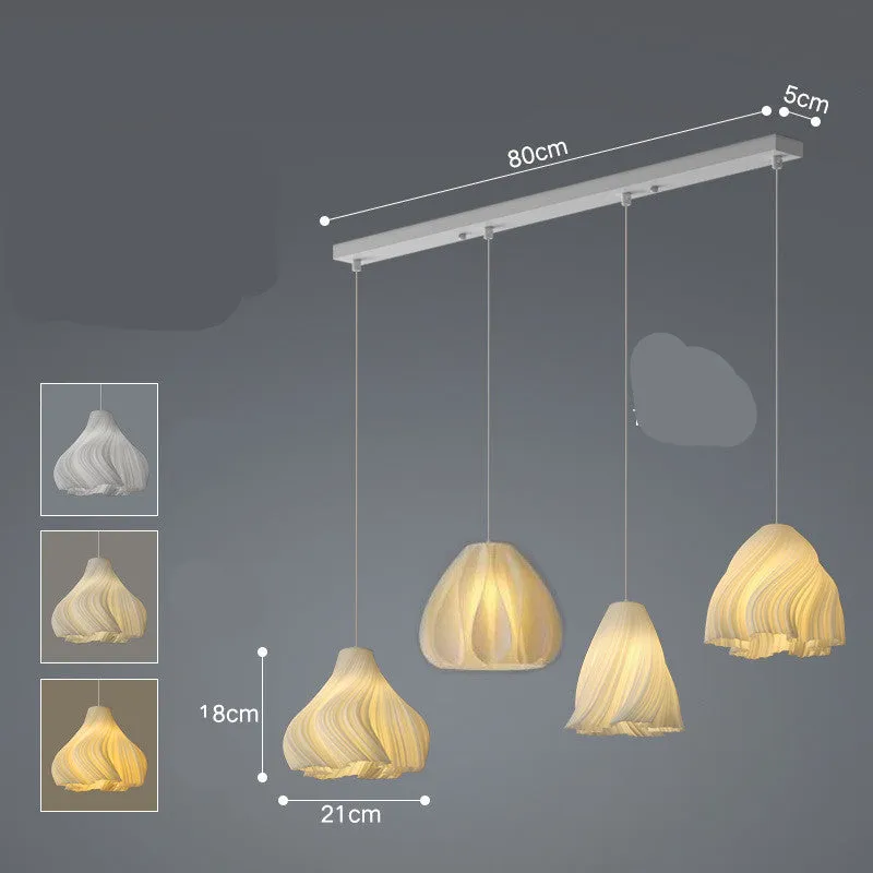 Nordic iron fish-shaped LED chandelier with three-colour light for dining room or bedroom