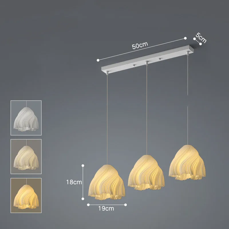Nordic iron fish-shaped LED chandelier with three-colour light for dining room or bedroom