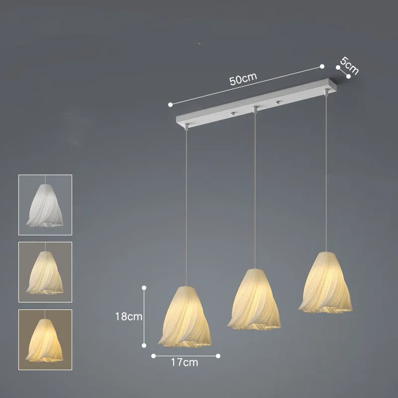 Nordic iron fish-shaped LED chandelier with three-colour light for dining room or bedroom