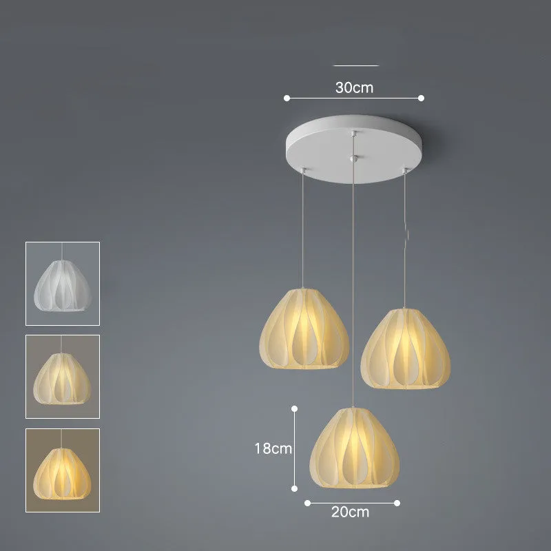 Nordic iron fish-shaped LED chandelier with three-colour light for dining room or bedroom