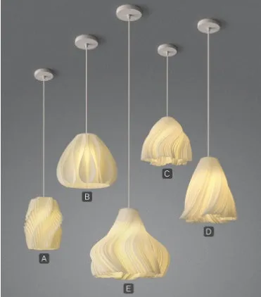 Nordic iron fish-shaped LED chandelier with three-colour light for dining room or bedroom