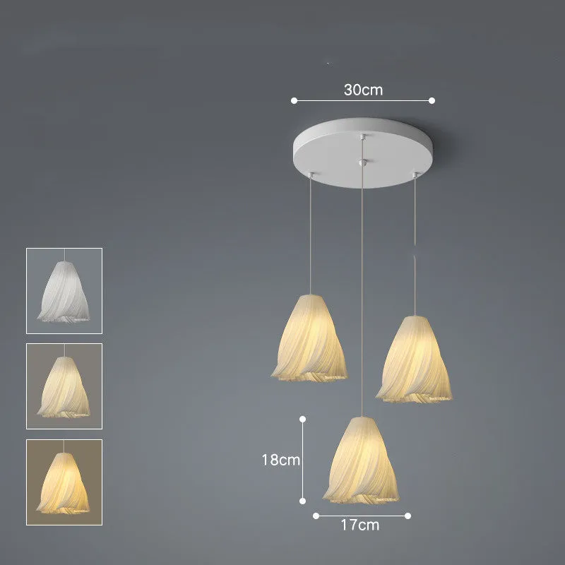 Nordic iron fish-shaped LED chandelier with three-colour light for dining room or bedroom