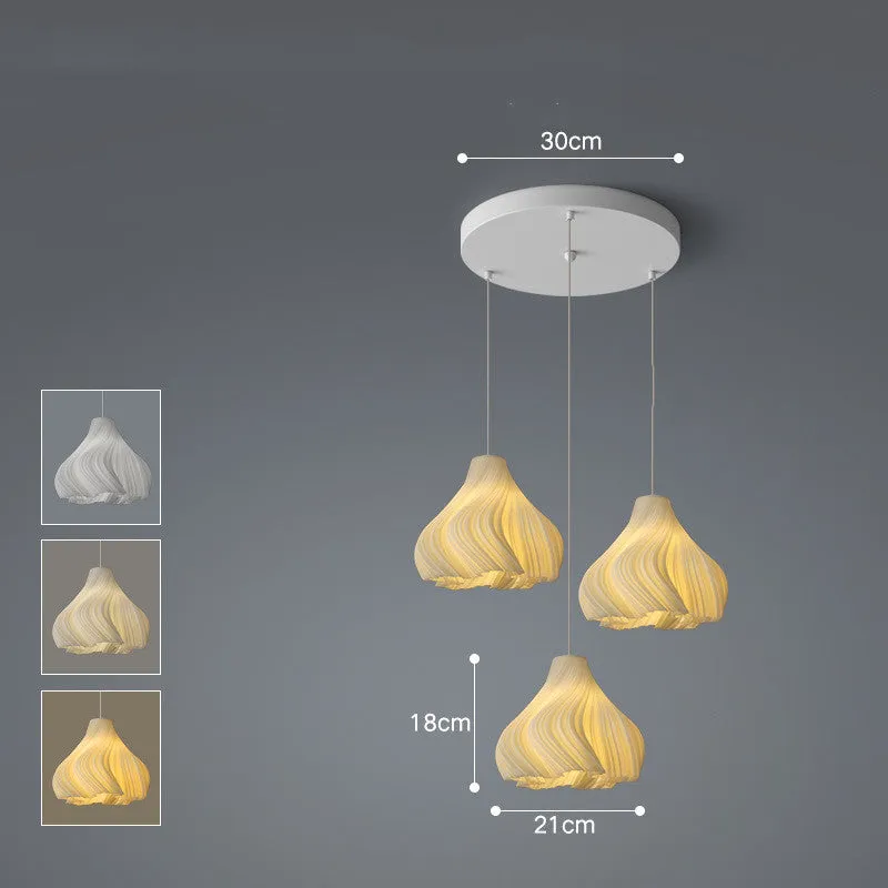 Nordic iron fish-shaped LED chandelier with three-colour light for dining room or bedroom