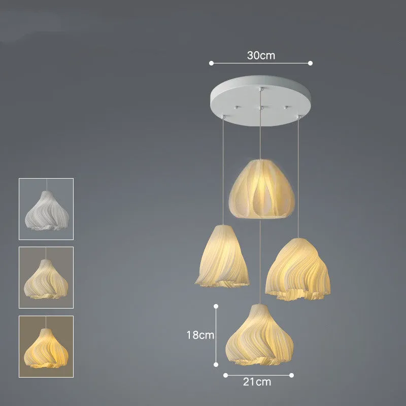 Nordic iron fish-shaped LED chandelier with three-colour light for dining room or bedroom